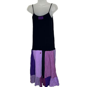 Anne Aspirations Tank Dress‎ Quilt Work Edgy Boho Patchwork Purple Mixed Prints
